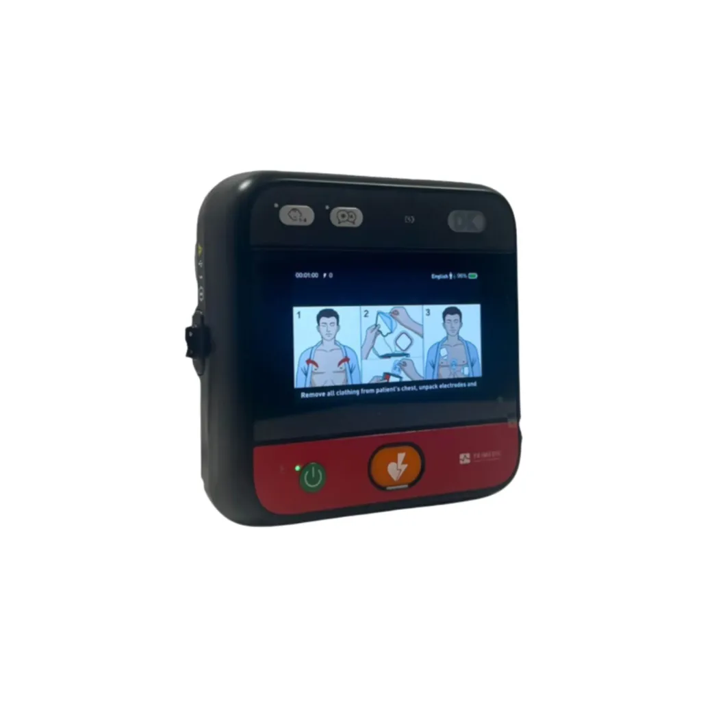 Primedic Heartsave myPAD Display AED Halbautomat seitlich.webp