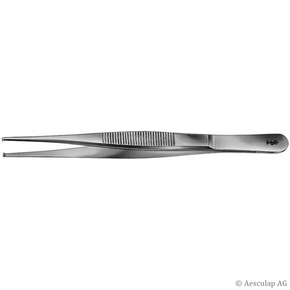 Chir. Pinzette, mittelbreit, 1 x 2 Zähne 14,5 cm