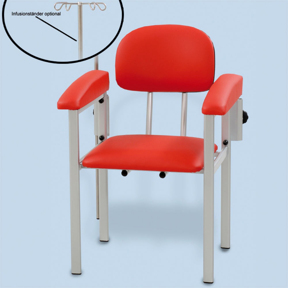 [AGA BES-1046.05] Blutentnahmestuhl mit zwei Armauflagen Kunstleder rot