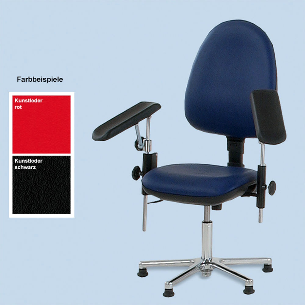 Blutentnahmestuhl mit zwei Armauflagen Kunstleder schwarz