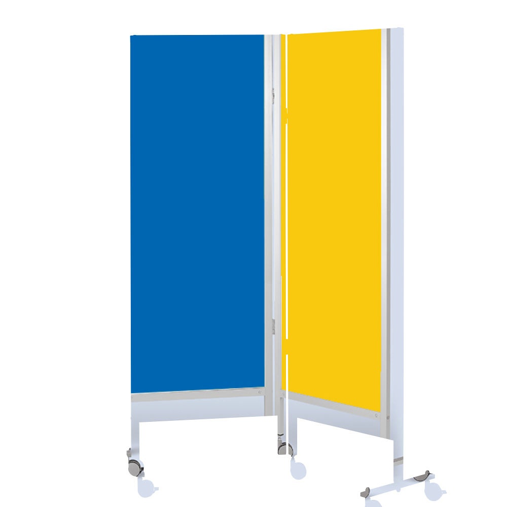 Wandschirm 2-flügelig fahrbar blau/gelb