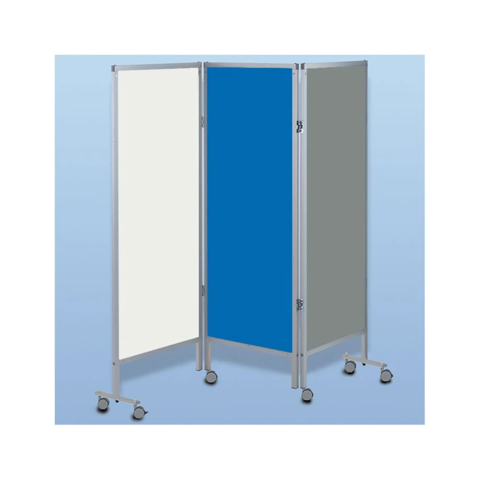 Wandschirm 3-flügelig, fahrbar Farbe: weiß/blau/grau