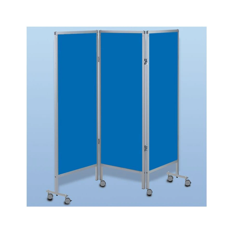 Wandschirm 3-flügelig, fahrbar Farbe: blau/blau/blau