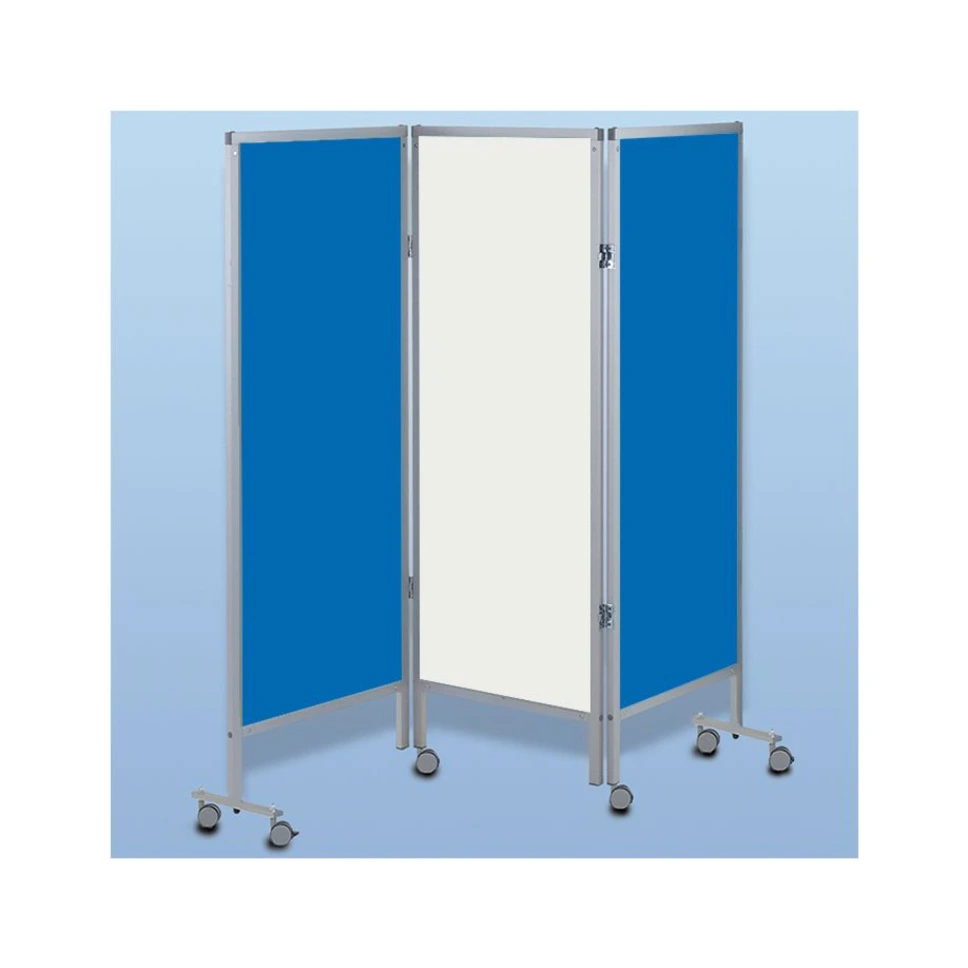 Wandschirm 3-flügelig, fahrbar Farbe: blau/weiß/blau