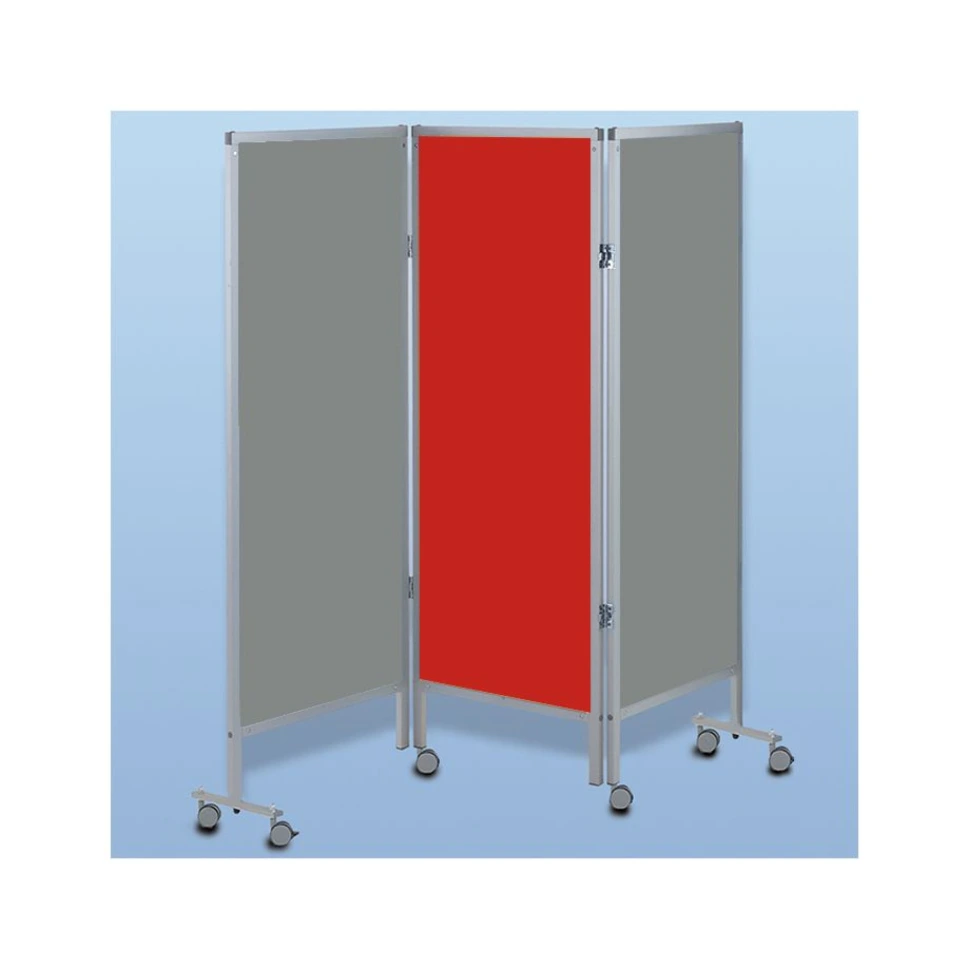 [AGA PV3003LR.25] Wandschirm 3-flügelig, fahrbar Farbe: grau/rot/grau