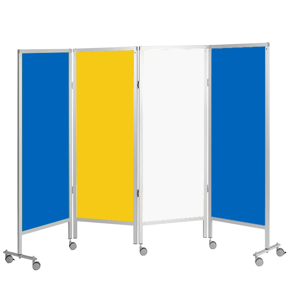 Wandschirm 4-flügelig, fahrbar Farbe: blau/gelb/weiß/blau