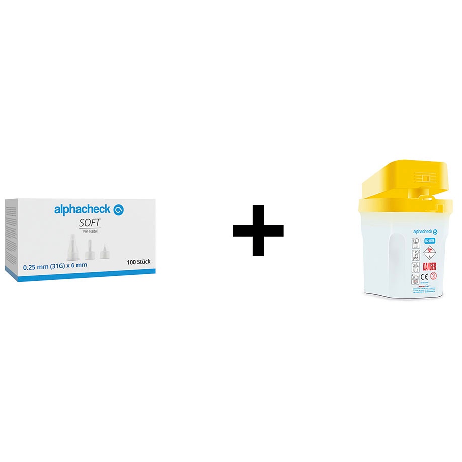 alphacheck soft Pen-Nadeln & Entsorgungsbox