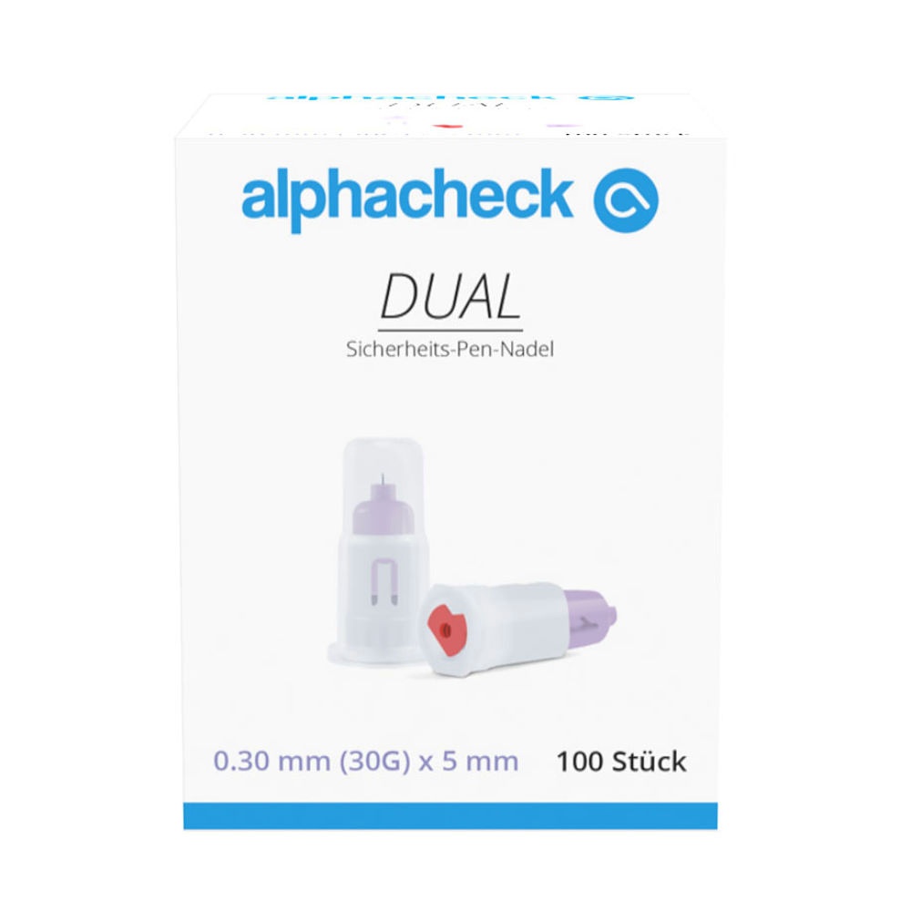 Alphacheck DUAL Sicherheits-Pen-Nadeln 30 G x 5 mm (100 Stck.)