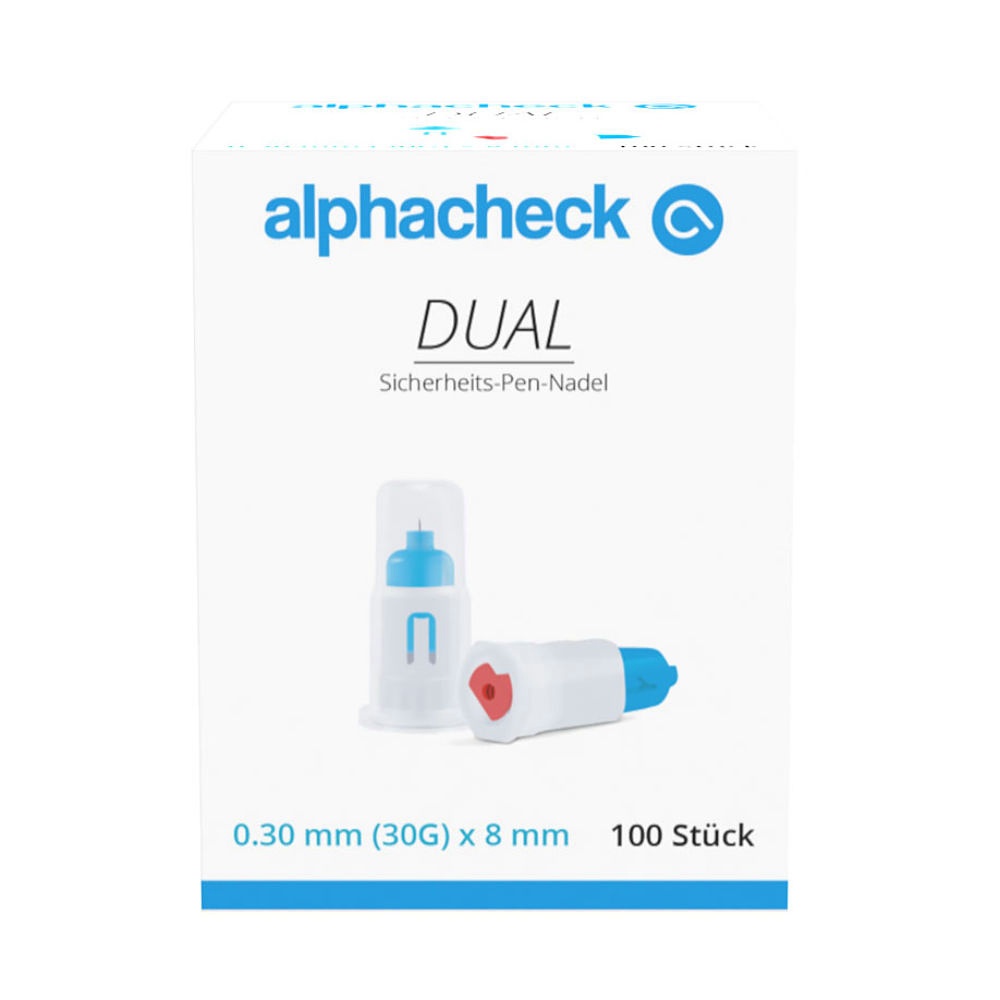 Alphacheck DUAL Sicherheits-Pen-Nadeln 30 G x 8 mm (100 Stck.)