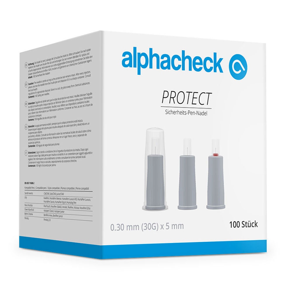 Alphacheck PROTECT Sicherheits-Pen Nadeln 30 G x 5 mm (100 Stck.)