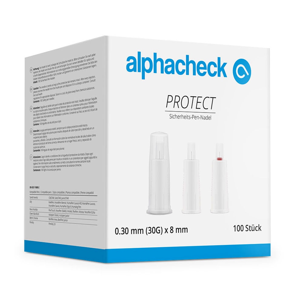 [ALP 12100870] Alphacheck PROTECT Sicherheits-Pen Nadeln 30 G x 8 mm (100 Stck.)