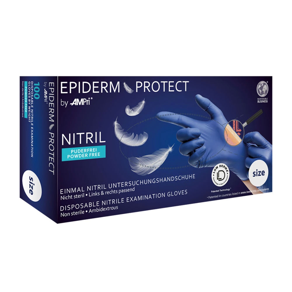 [AMP 01166M] EpidermProtect Nitril U.-Handschuhe Unsteril puderfrei Gr. M (100 Stck.)