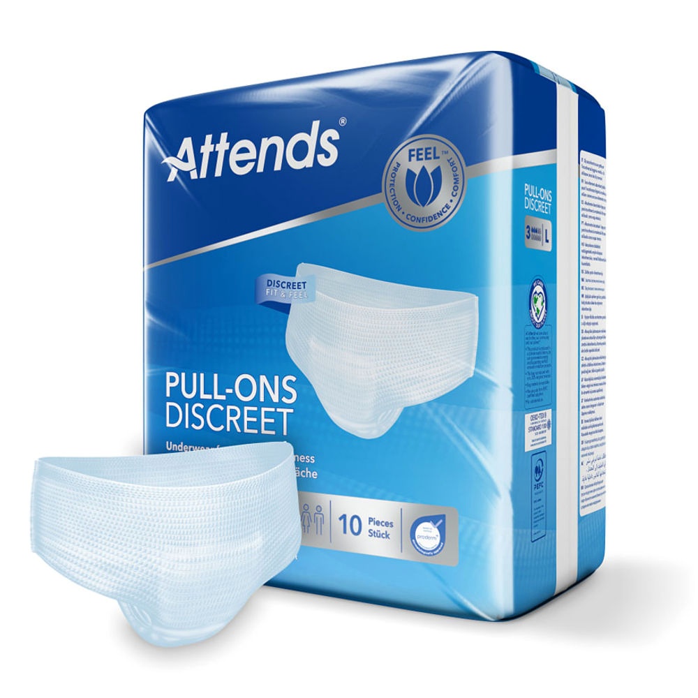 [ATT 212592] Attends Pull-Ons discreet Underwear 3 L Einmalhosen, weiß (10 Stck.)