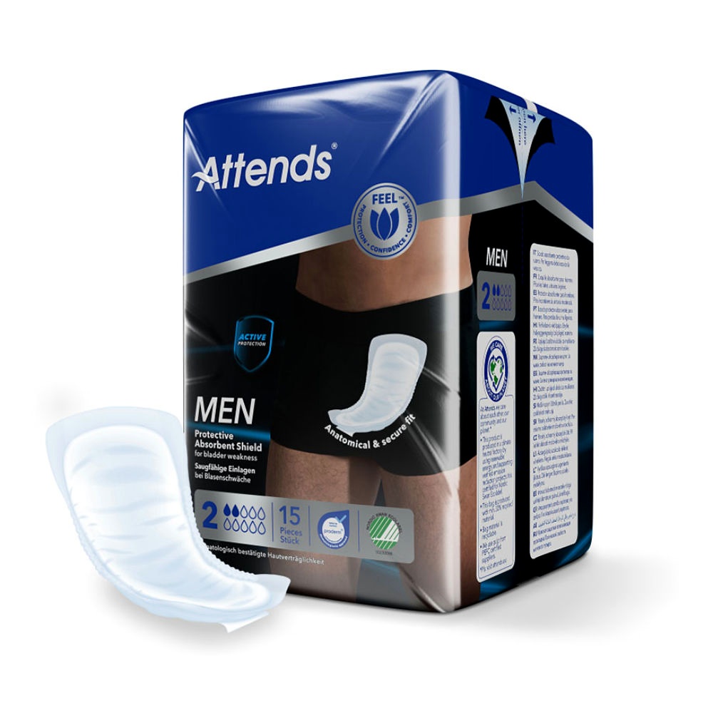 [ATT 212783] Attends Men 2 Protective Absorbent Shield Inkontinenzeinlagen (15 Stck.)