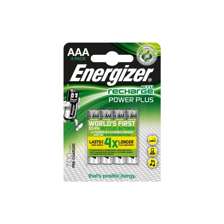 Energizer NiMH Akkumulatoren Power Plus Micro AAA HR03 1,2 V (4er-Pack)