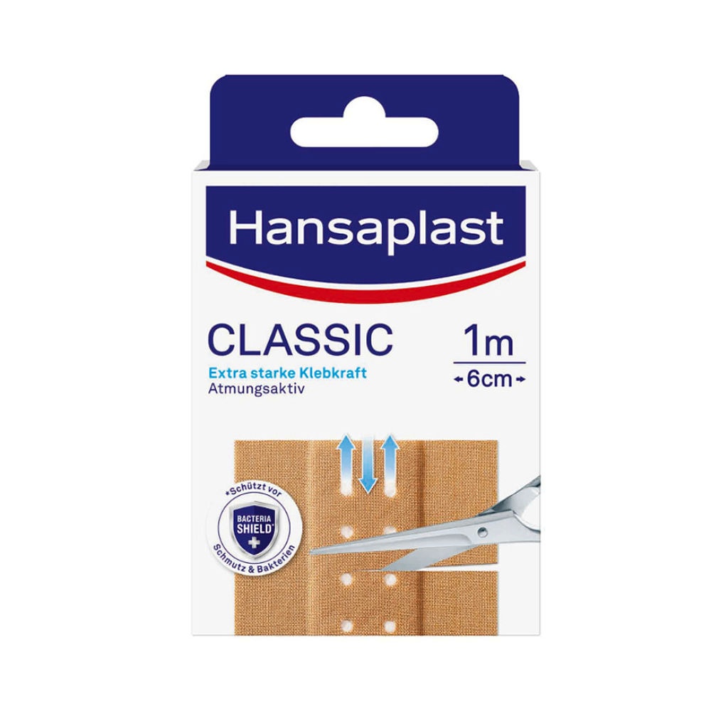 Hansaplast Classic Wundschnellverband Hautfarben, 1 m x 6 cm