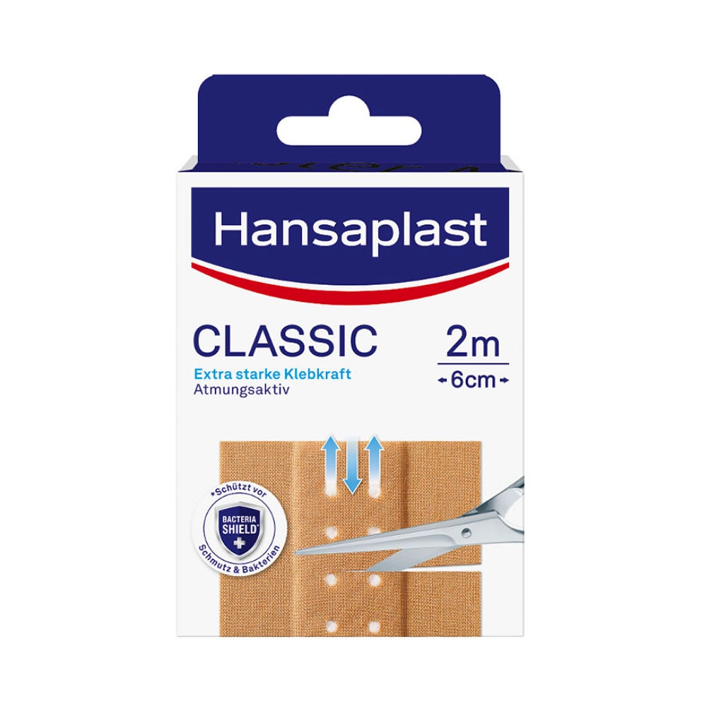 Hansaplast Classic Wundschnellverband Hautfarben, 2 m x 6 cm