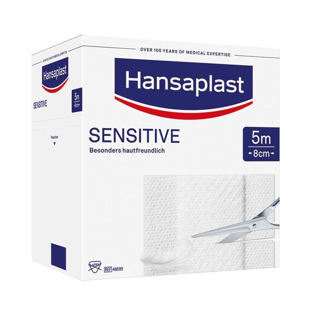 [BDF 48699] Hansaplast Sensitive Wundschnellverband Weiß, 5 m x 8 cm