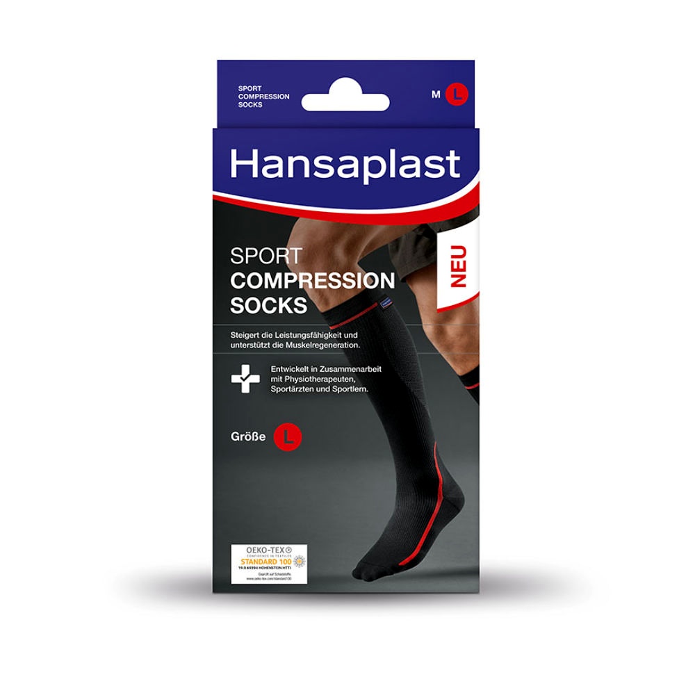 [BDF 48728] Hansaplast Sport Compression Socks Kompressionssocken Gr. L (2 Stck.)