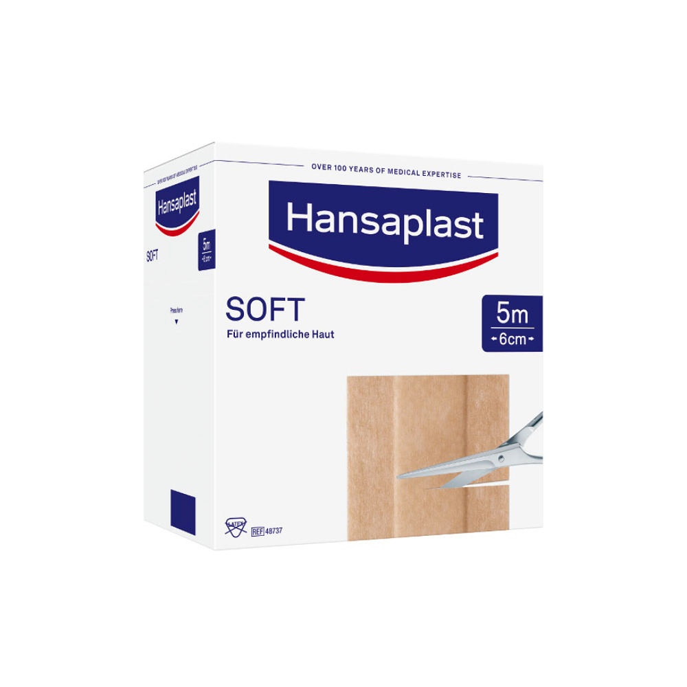 Hansaplast Soft Wundschnellverband Hautfarben, 5 m x 6 cm