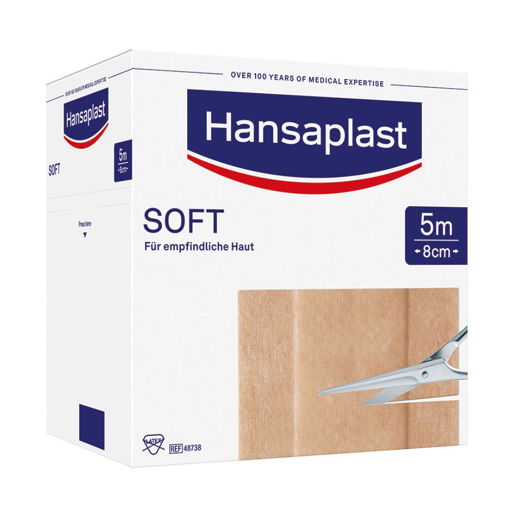 Hansaplast Soft Wundschnellverband Hautfarben, 5 m x 8 cm