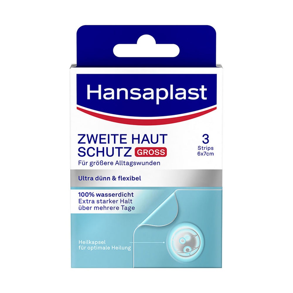 [BDF 48802] Hansaplast Zweite Haut Schutz Gross Hydrokolloid-Pflaster 6 x 7 cm (3 Stck.)