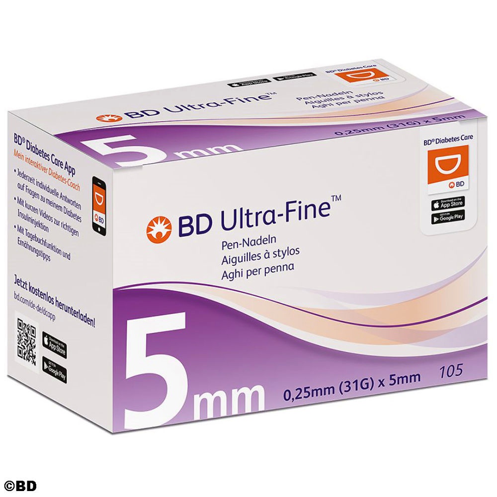 BD Ultra-Fine Pen-Nadeln 31 G 0,25 x 5 mm (105 Stck.)