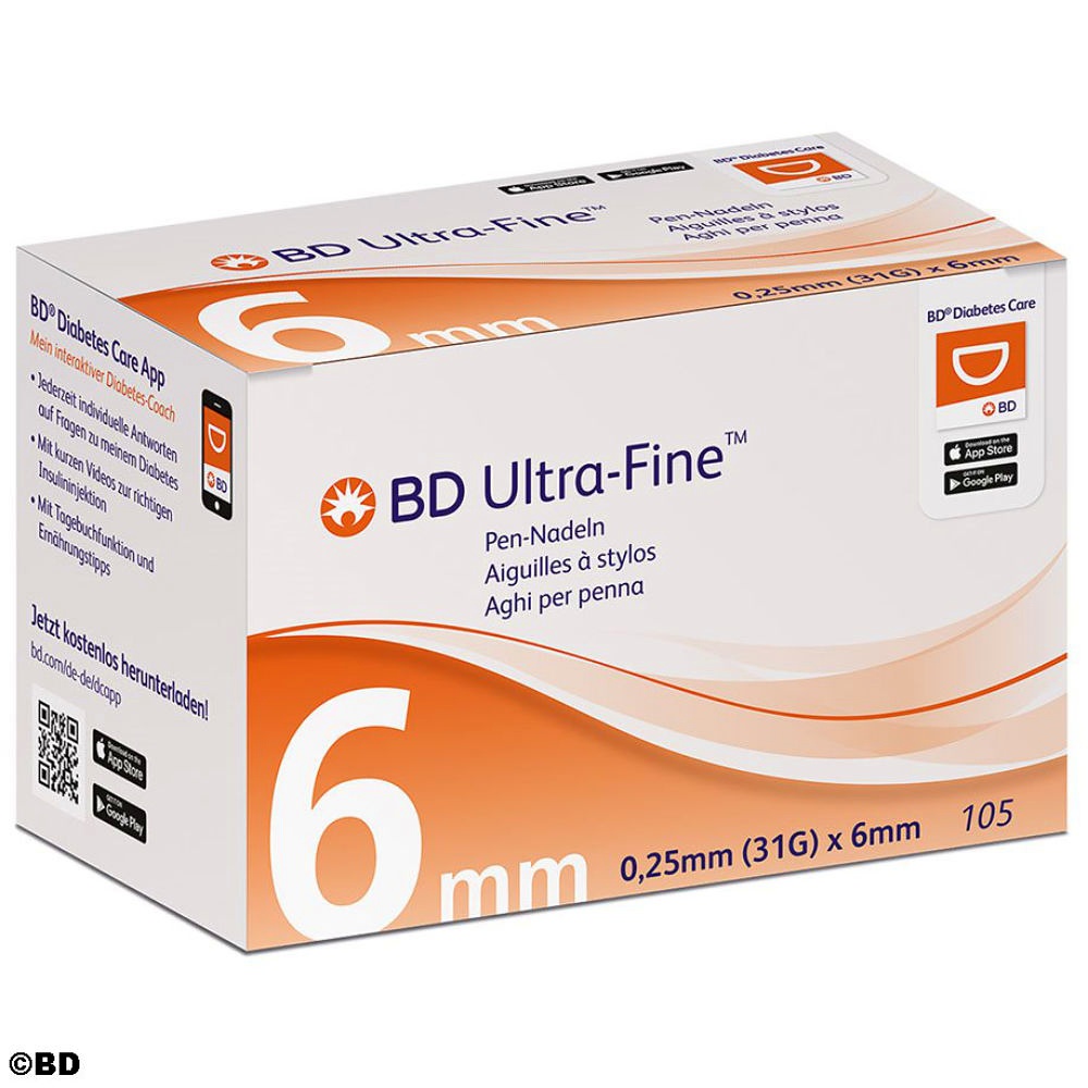 BD Ultra-Fine Pen-Nadeln 31 G 0,25 x 6 mm (105 Stck.)