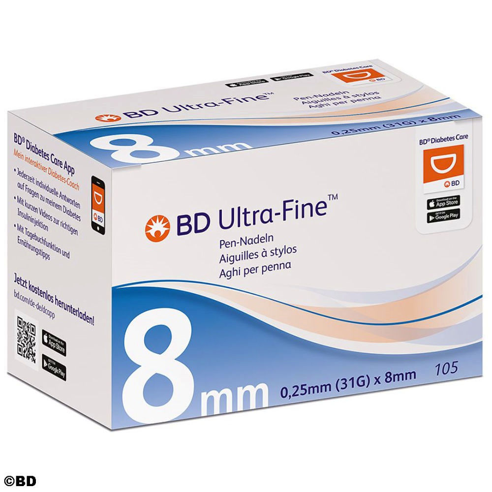 BD Ultra-Fine Pen-Nadeln 31 G 0,25 x 8 mm (105 Stck.)