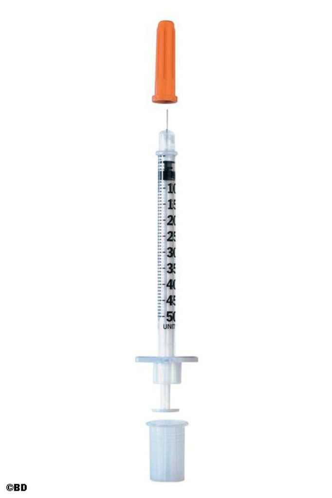 BD Micro-Fine+ Insulinspritzen 0,5 ml U-100, m. Kanüle 0,30 x 8 mm (100 Stck.)