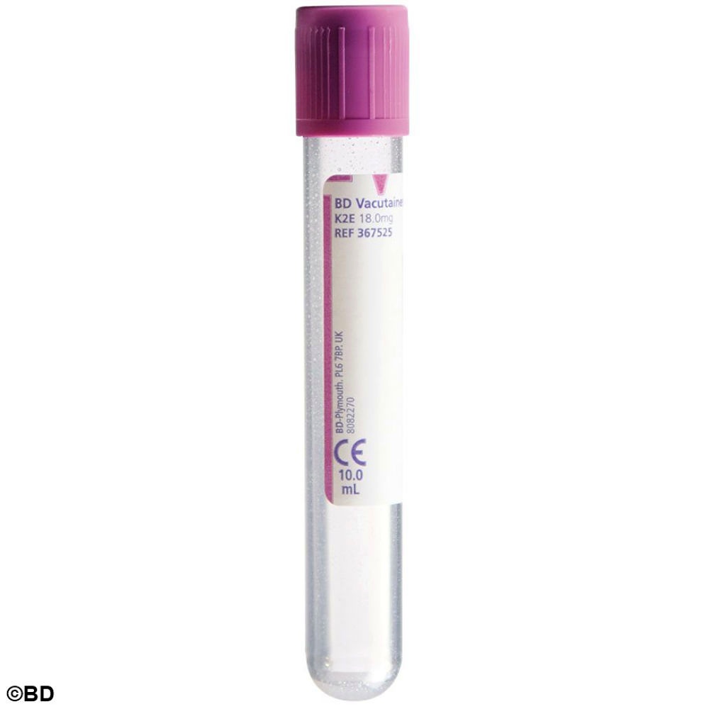 [BEC 367525] BD Vacutainer EDTA Plus Röhrchen Aus PET 10 ml, 18 mg K2 EDTA, 100x16 mm