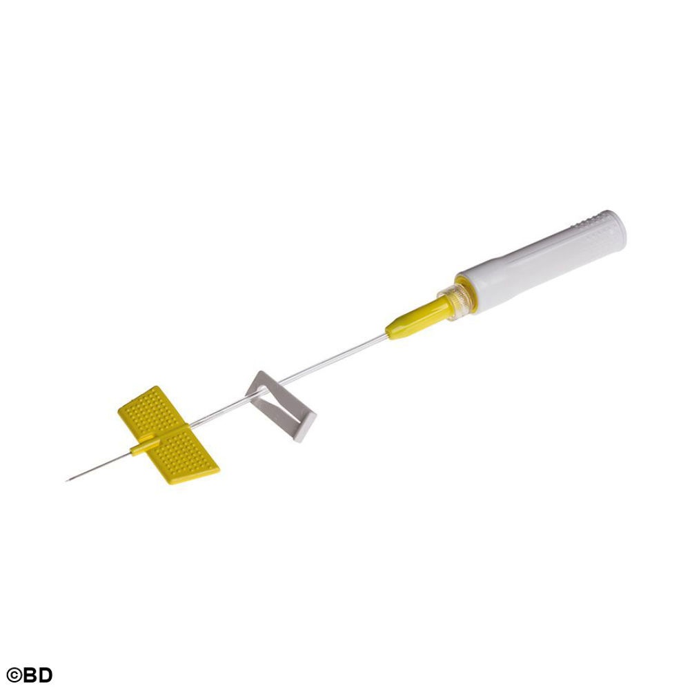 [BEC 383318] BD Saf-T-Intima Venenverweilkatheter Ohne Y-Anschluss, 24 G, 0,7 x 19mm, gelb
