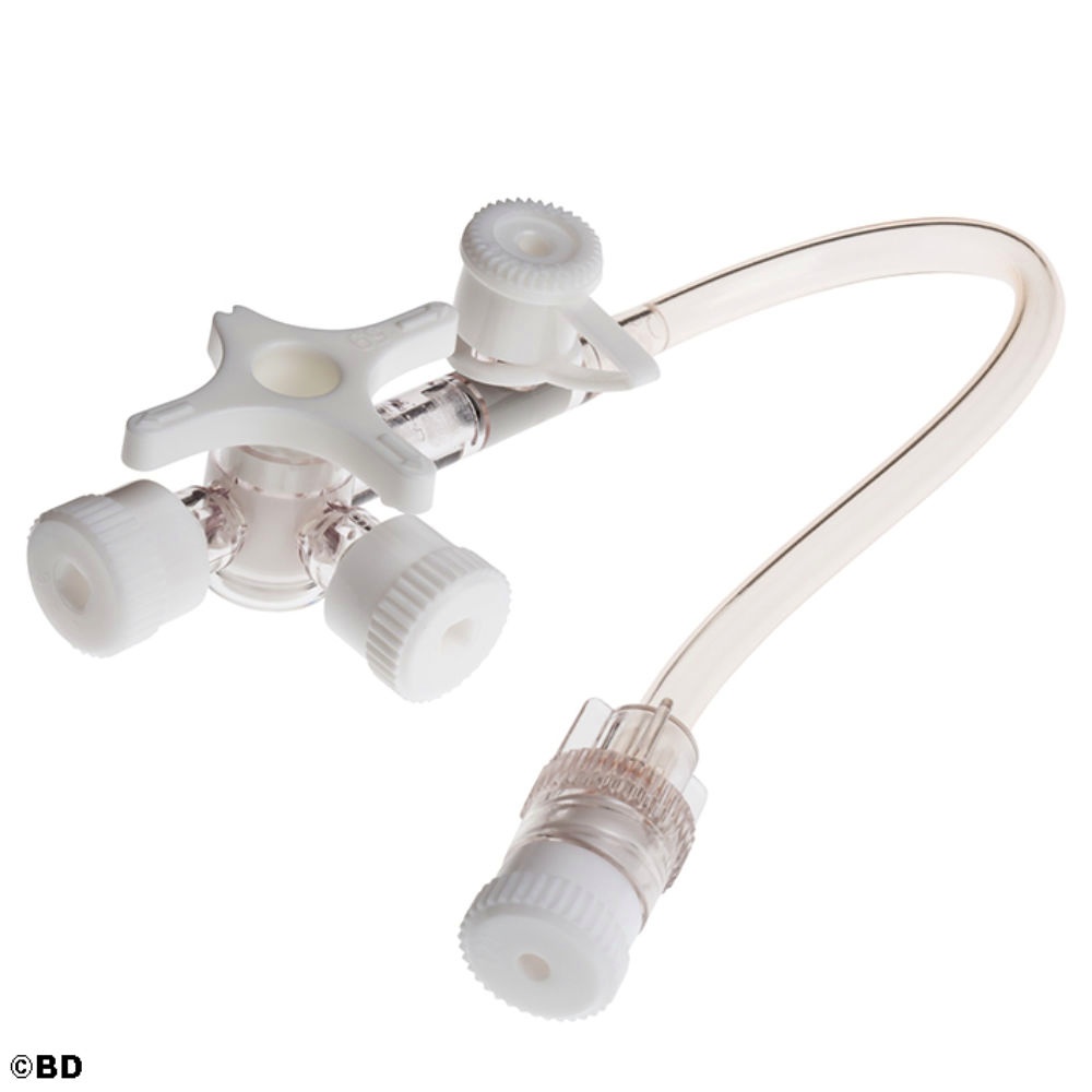 BD Connecta Plus 3 Dreiwegehahn Mit 7 cm Verlängerungsschlauch, weiß und