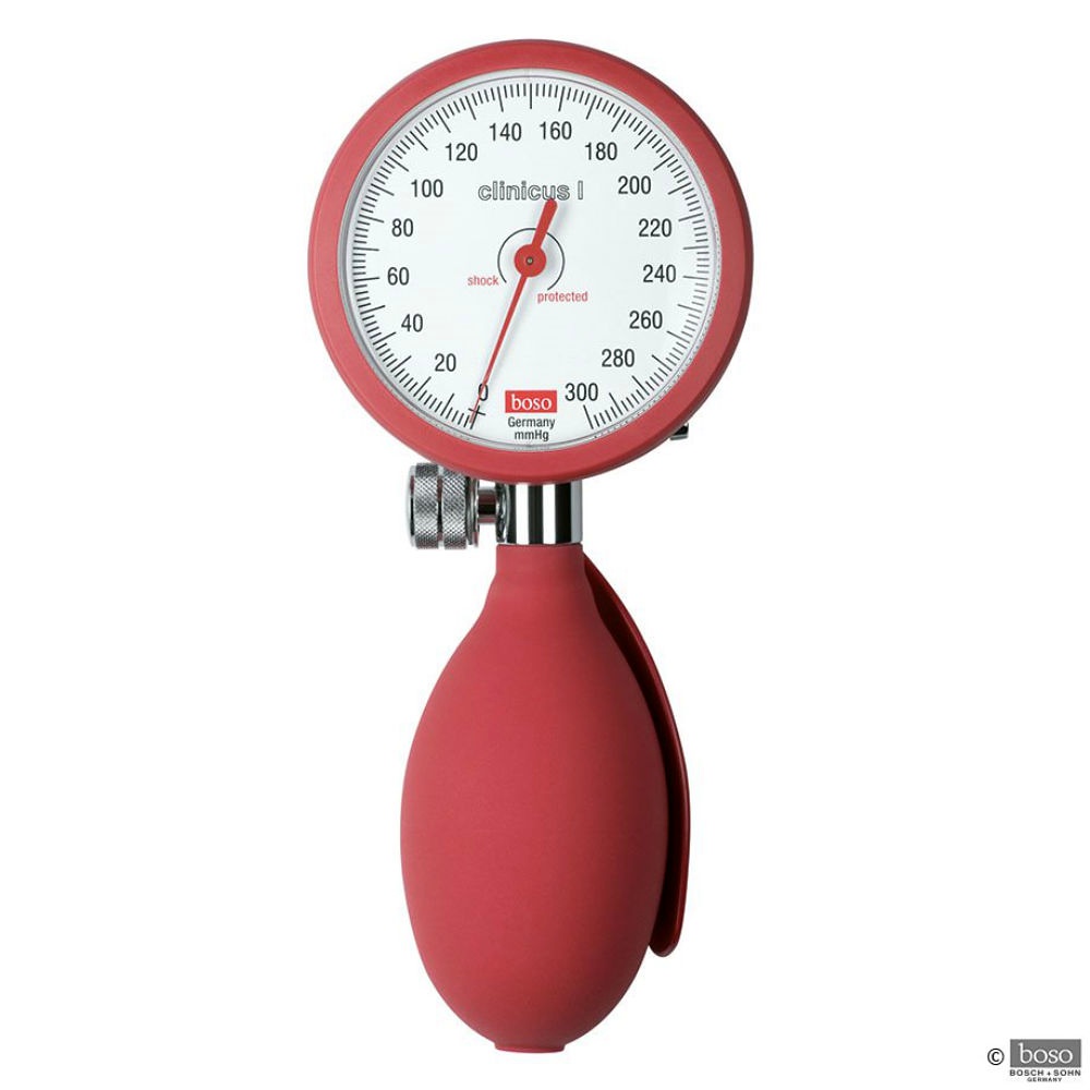 Boso clinicus I Blutdruckmessgerät rot Einschlauch m. Klettenmanschette, Ø 60mm
