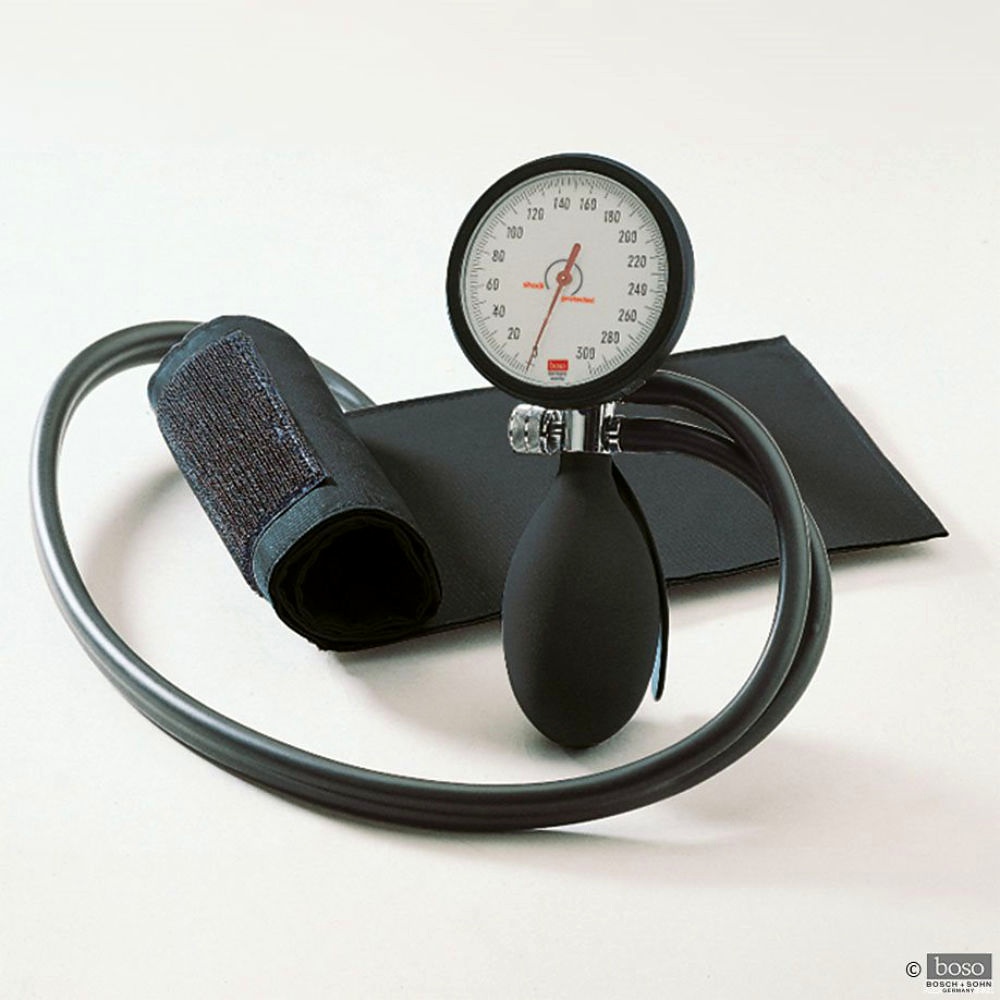 Boso clinicus II Blutdruckmessgerät Schwarz mit Klettenmanschette Ø 60 mm
