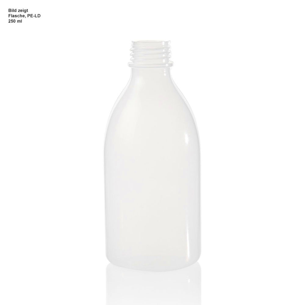 Flasche, PE-LD, 250 ml, ohne Verschluss Passend für Tropfaufsatz 129234
