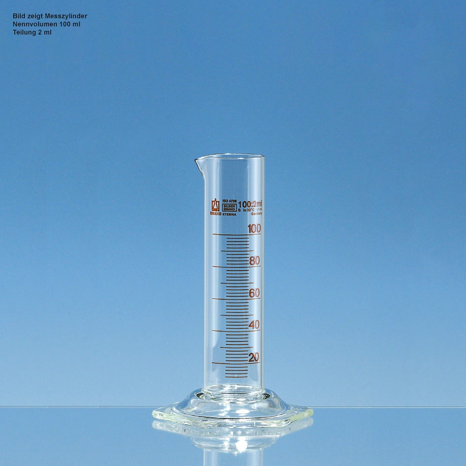 Messzylinder, SILBERBRAND-ETERNA 50 ml:2 ml, Boro 3.3, braun graduiert
