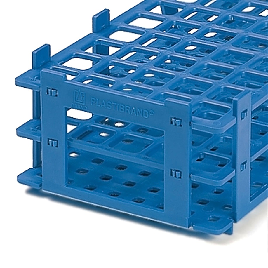 [BRA 4340011] Reagenzglasgestell, PP Blau, für 55 Röhrchen bis Ø 18 mm