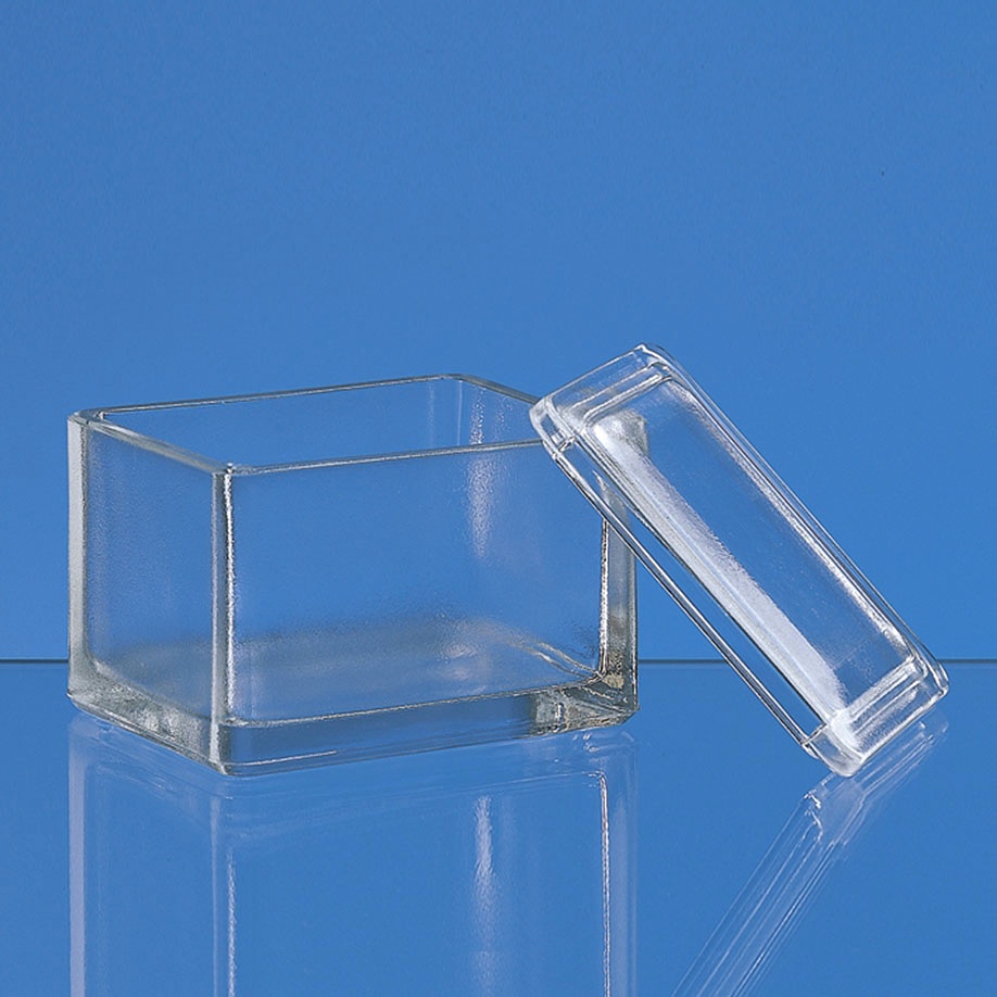 [BRA 472200] Färbetrog, Natron-Kalk-Glas, mit Deckel 105 x 85 x 70 mm