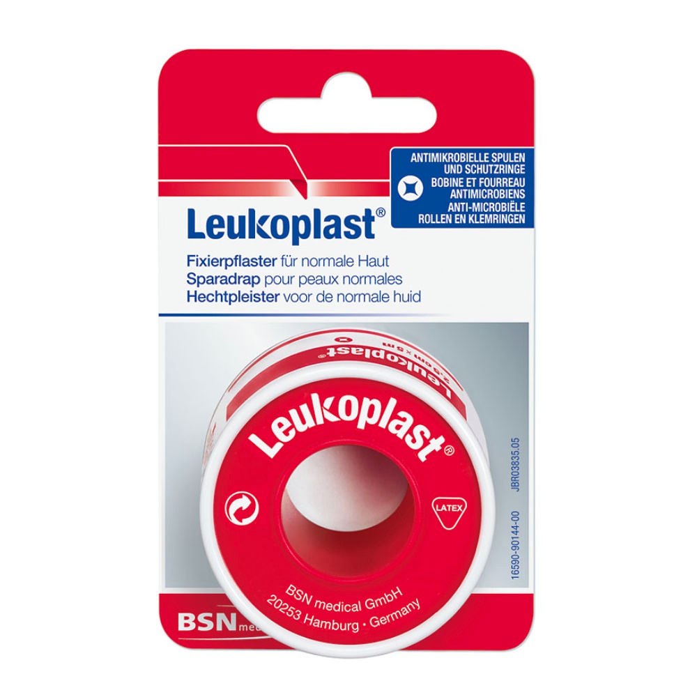 [BSN 0152202] Leukoplast Rollenpflaster im Schutzring M. €lasche 5,0 m x 2,50 cm hautfarben