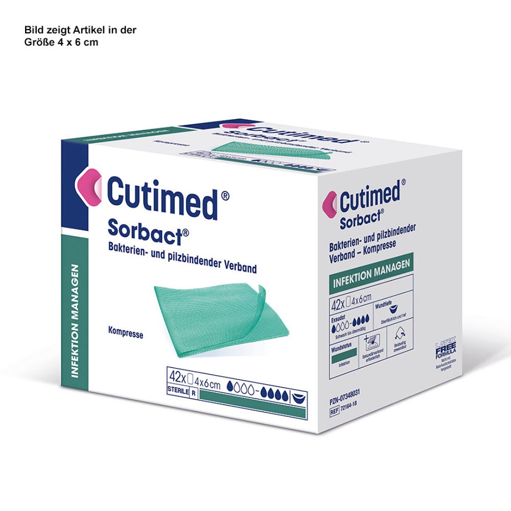 [BSN 7216418] Cutimed Sorbact Kompressen 4 x 6 cm, steril (42 Stck.)