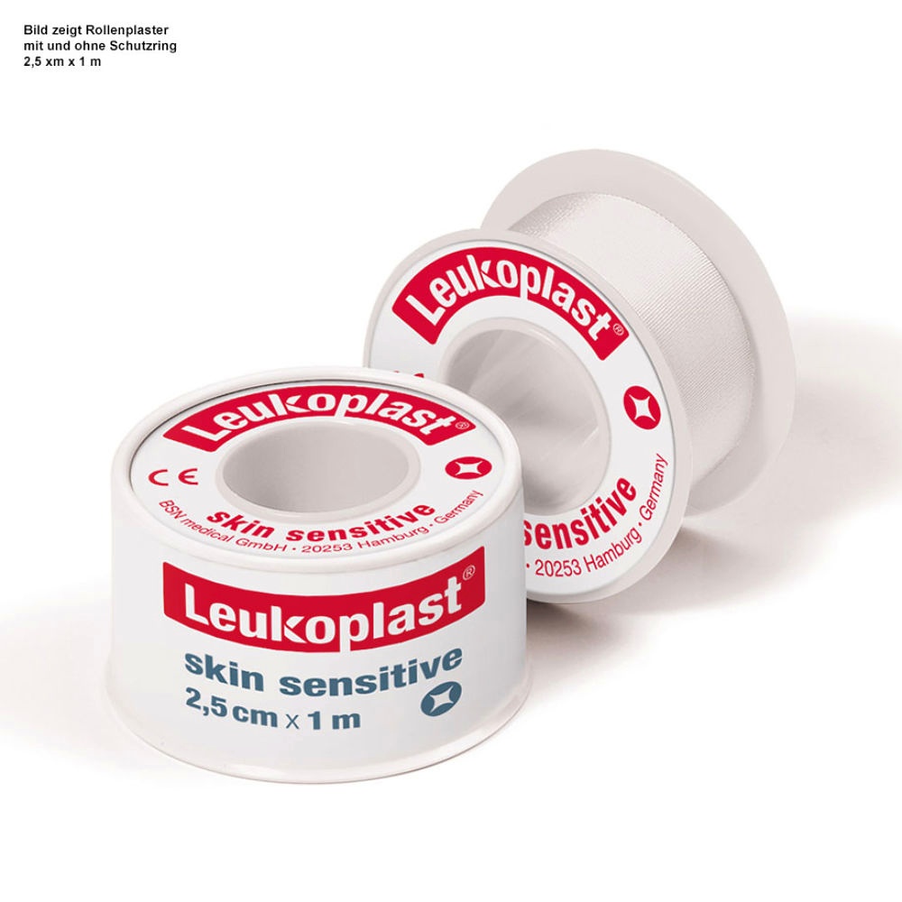 Leukoplast Skin Sensitive Rollenpflaster Im Schutzring, 2,6 m x 1,25 cm, weiß