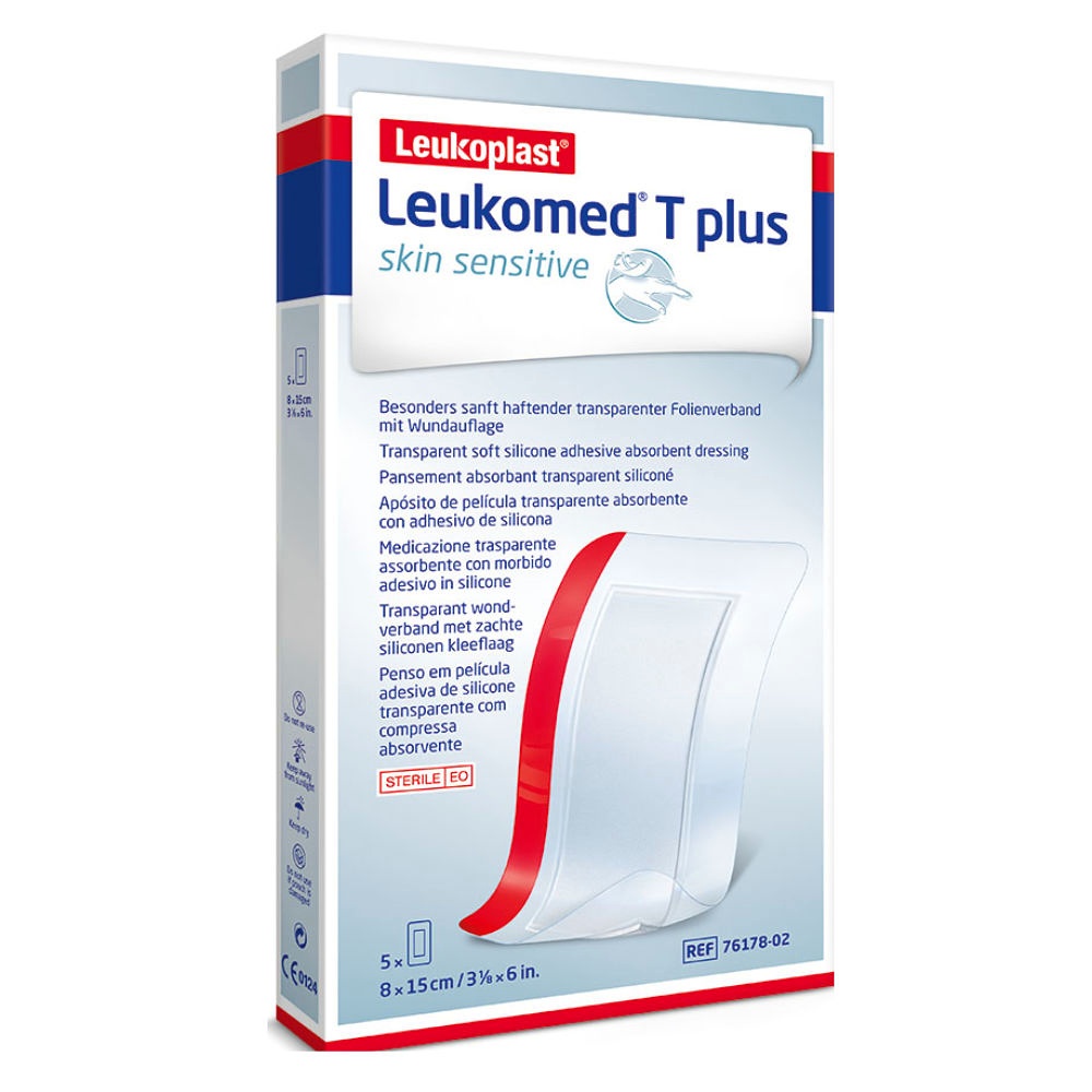 [BSN 7617802] Leukomed T plus skin sensitive steril Transparentverband, 15 x 8 cm (5 Stck.)