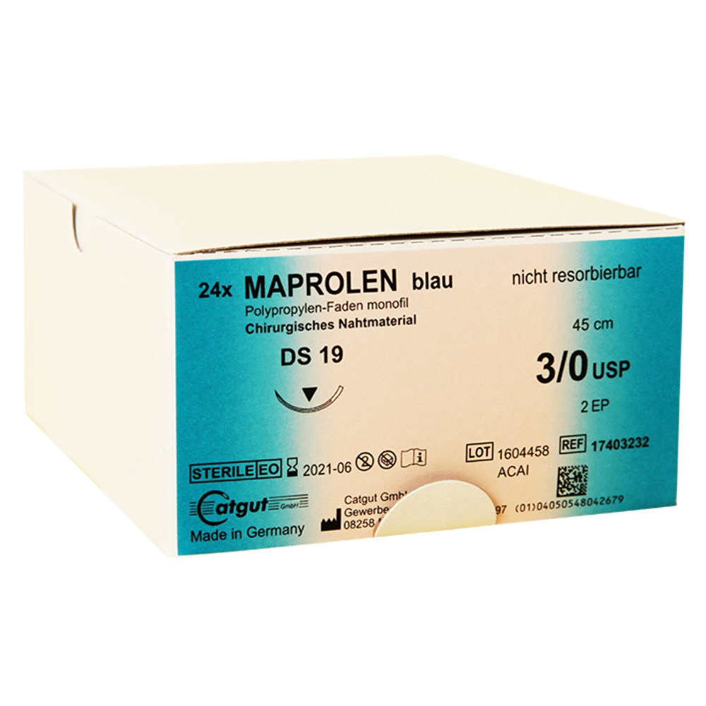 [CAT 17403232] MAPROLEN DS 19 3/0=2, monofil, blau Nahtmaterial Fadenlänge 45 cm (24Stck.)