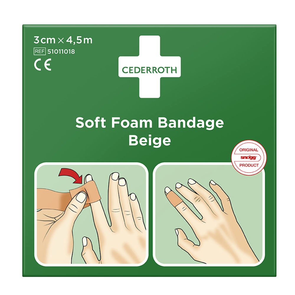 [CED 51011018] Cederroth Soft Foam Bandage Beige Selbstklebendes Pflaster 3 cm x 4,5 m