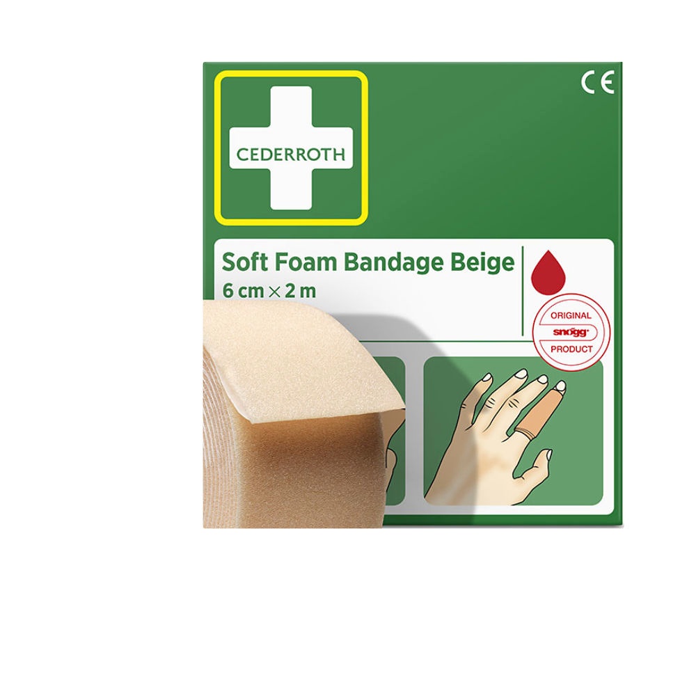 Cederroth Soft Foam Bandage Beige Selbstklebendes Pflaster 6 cm x 2 m
