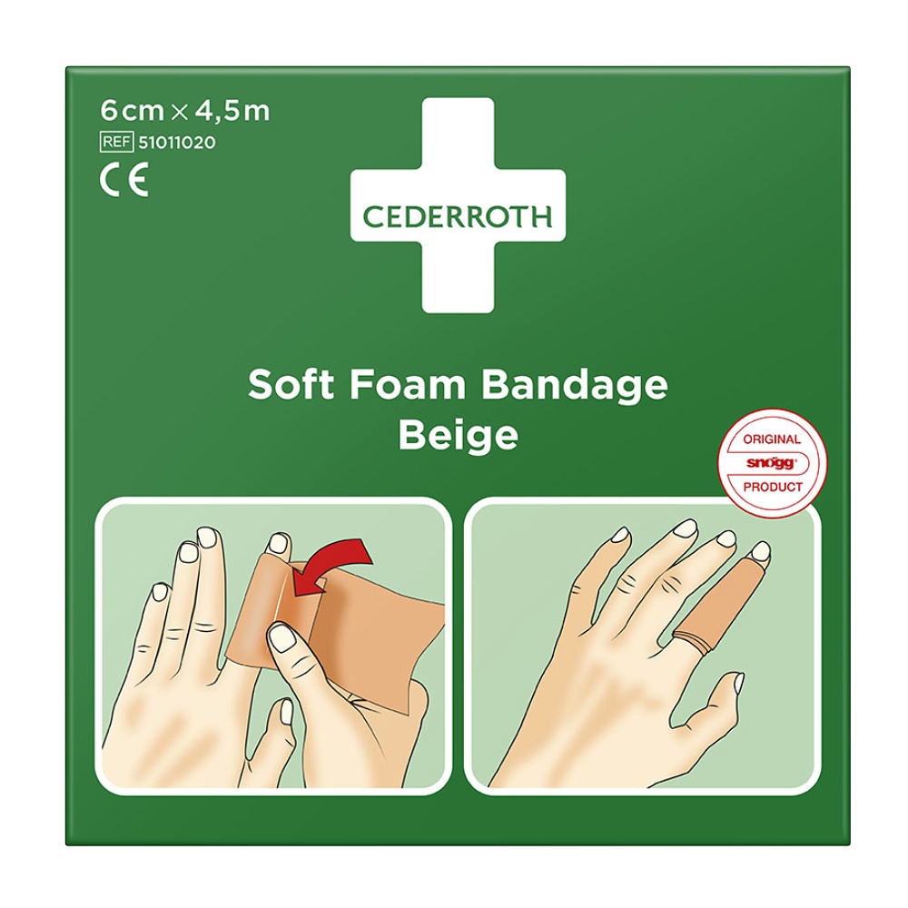 Cederroth Soft Foam Bandage Beige Selbstklebendes Pflaster 6 cm x 4,5 m