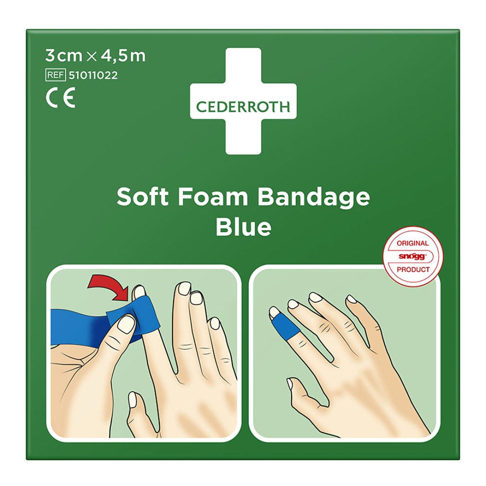 [CED 51011022] Cederroth Soft Foam Bandage Blue Selbstklebendes Pflaster 3 cm x 4,5 m