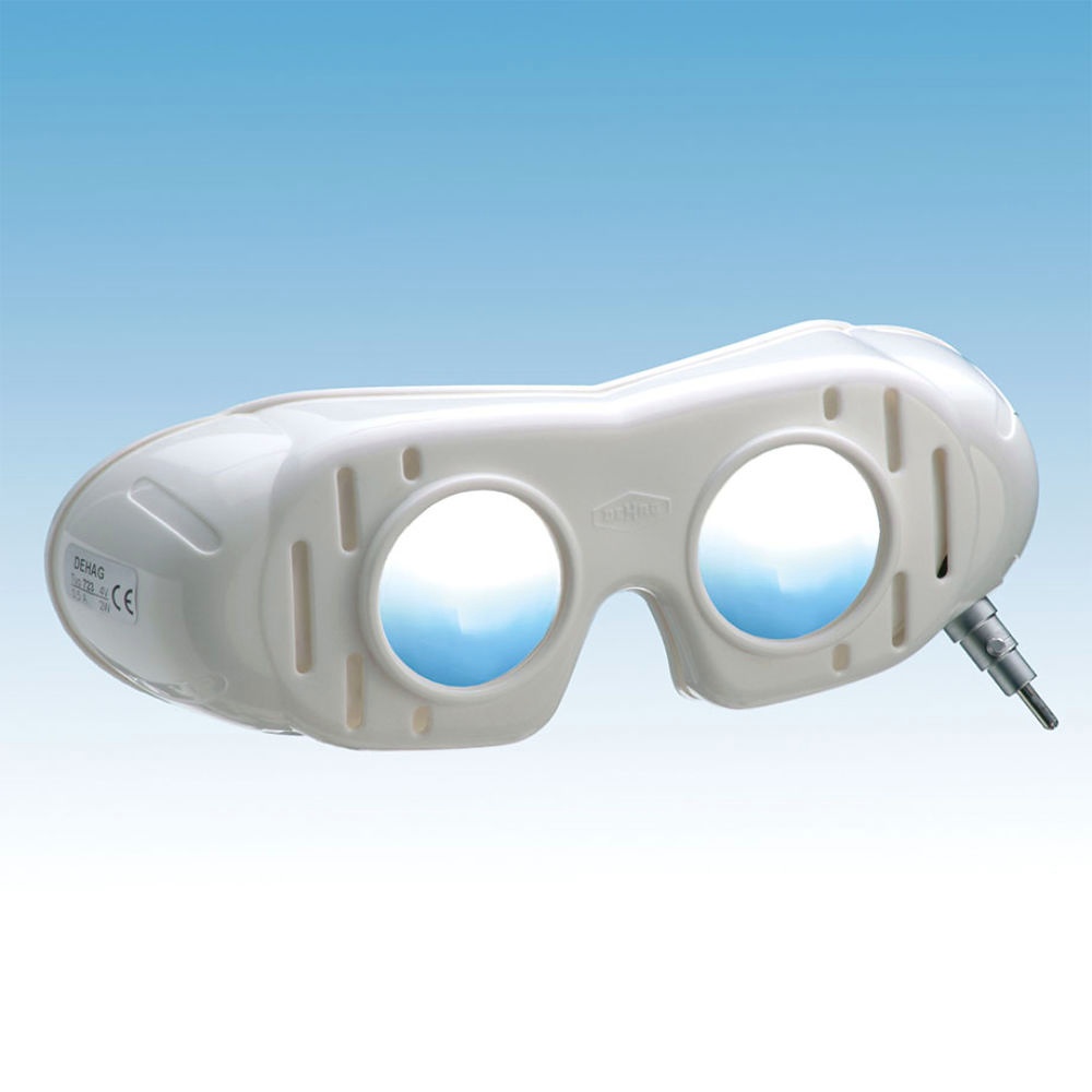 Nystagmusbrille mit Bajonettverschluss und Batteriegriff