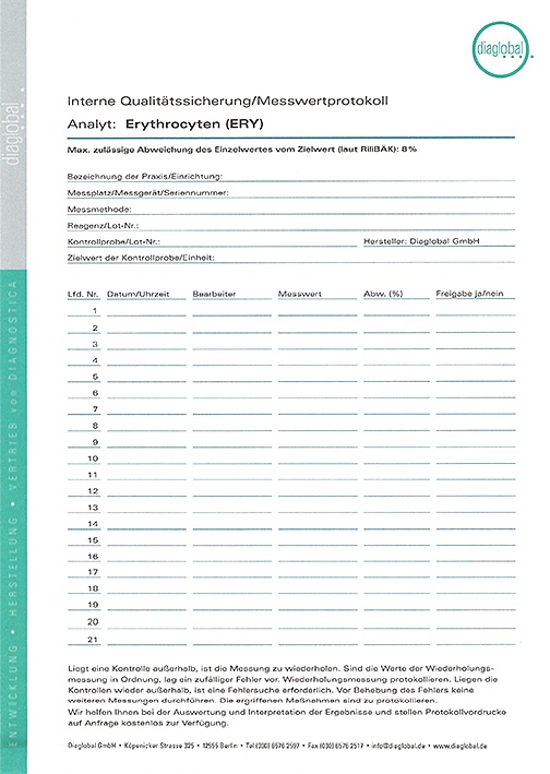 [DIG DPR ERY] Labor Erythrozyten Protokollvordruck